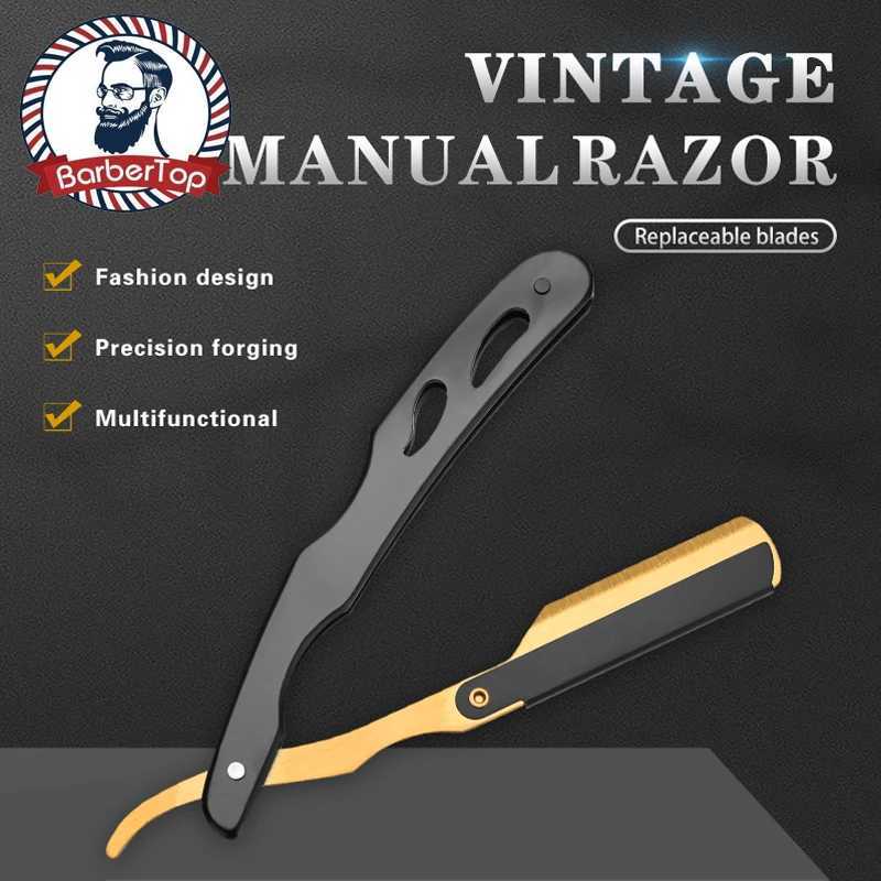 Barbertop Shaving Straight Razor Classic Manual Barber Razors Folding Knife Men Stainless Steel Hairdresser Tool NEWM240814