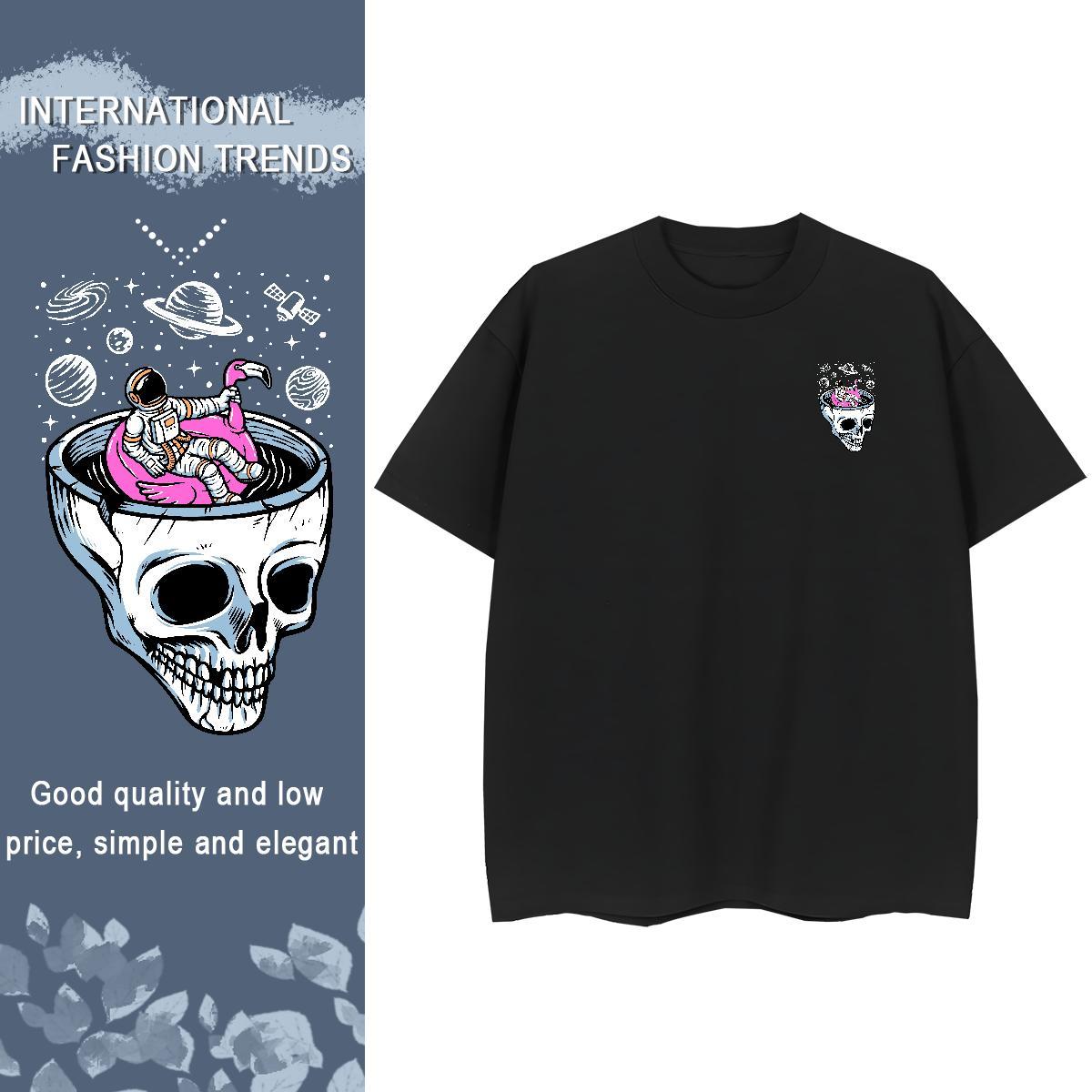T-Shirts for Men 230g 100% Cotton universe Casual Crew Neck Black White Men Clothes T-Shirt 2024 Summer Brand Polos