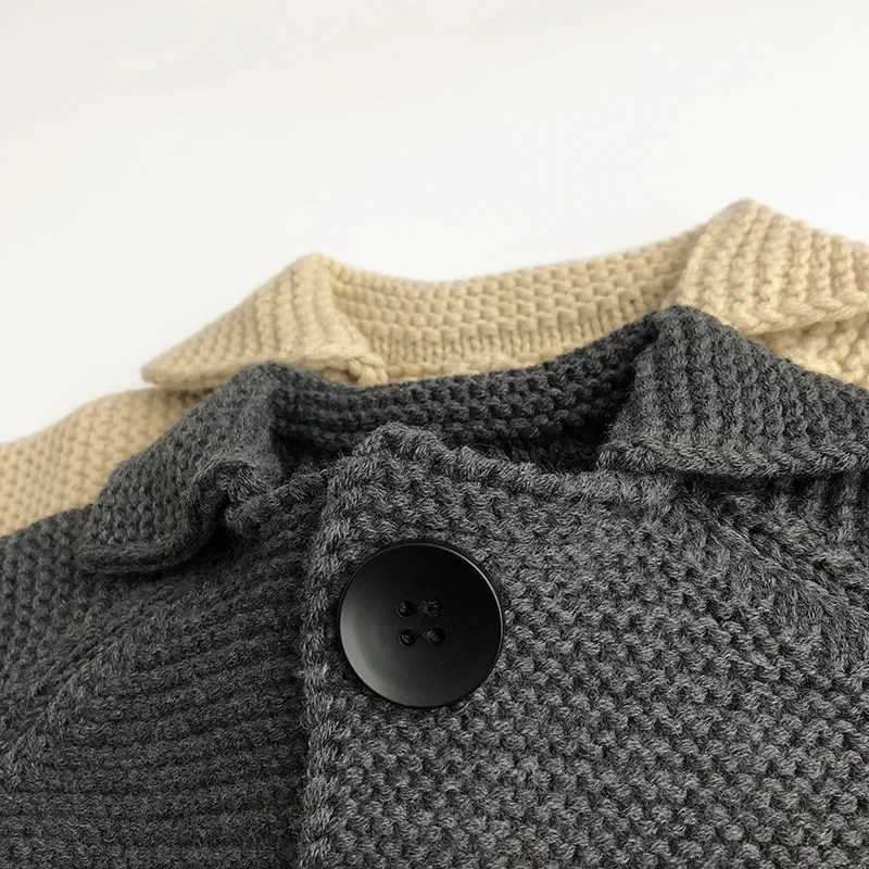 Baby Autumn Solid Fashion Knitted Jacket Childrens Korean Version Cardigan Girls Cotton Boys Thick Sweater Top W240813