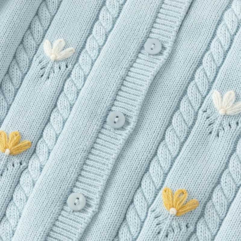 Dave Bella Childrens Girls 2024 New Autumn Fashion casual classic cute cardigan wool sweater knitted coat top pure cotton DB3241840 W240813