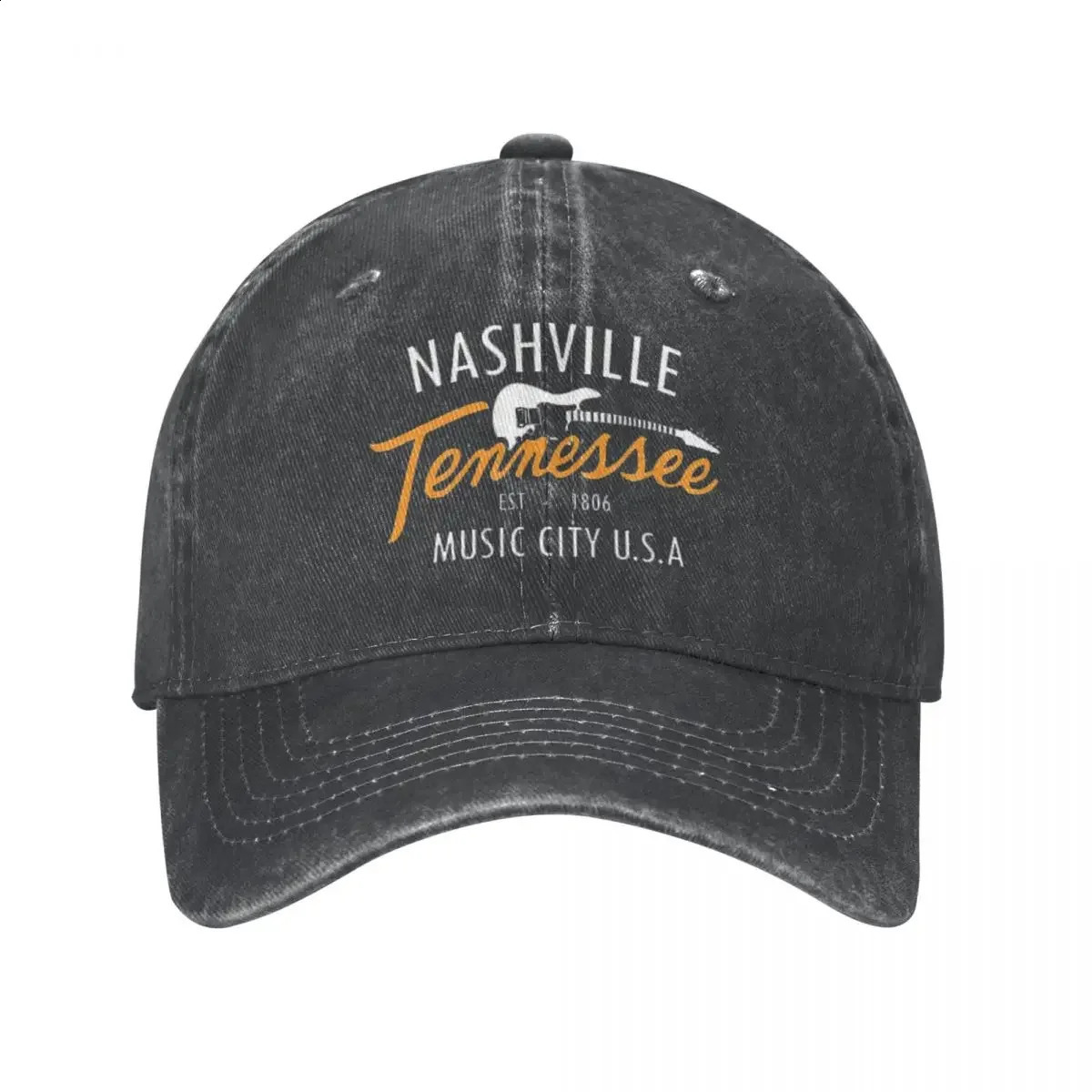 Guitar Nashville Washed Baseball Cap Music City y2k Cute Trucker Hat Spring Women Men Hiking Fishing Print Baseball Caps 240807