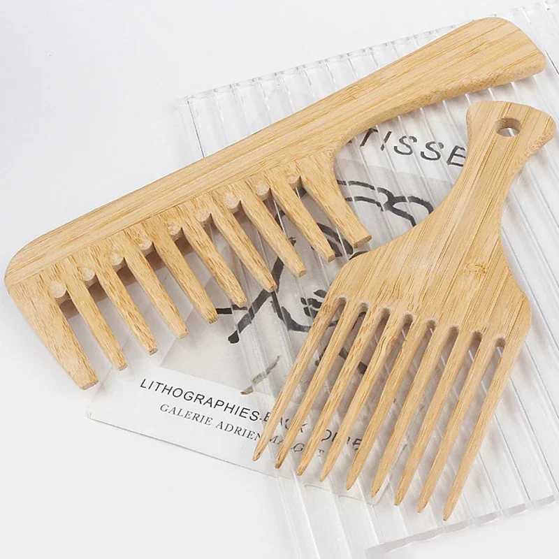 1 piece of natural bamboo and wood hair comb anti-static African fork comb suitable for womens round wide toothed wooden comb Cepulo Para Cabello W240