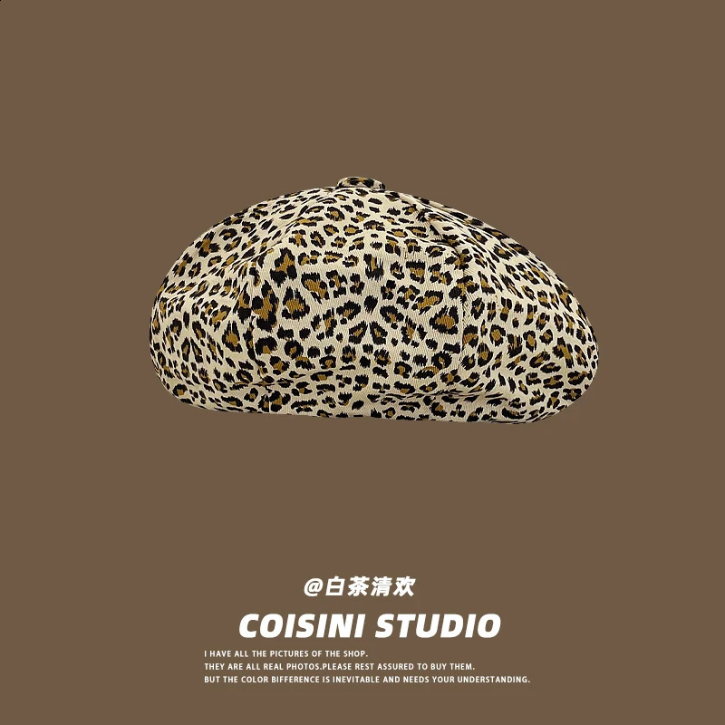 Fashion Classic Leopard Print Octagonal sboy Hats for Women Summer Autumn Street Po Versatile Fashion Y2k Berets Cap 240805