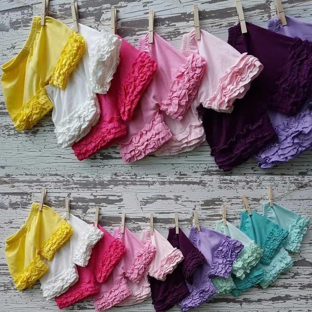 Ruffkids Cute Pink Baby Short Leg Summer Clothing 100% Cotton Candy Color Elastic Beach Ice Ruffle Girls Shorts W240813