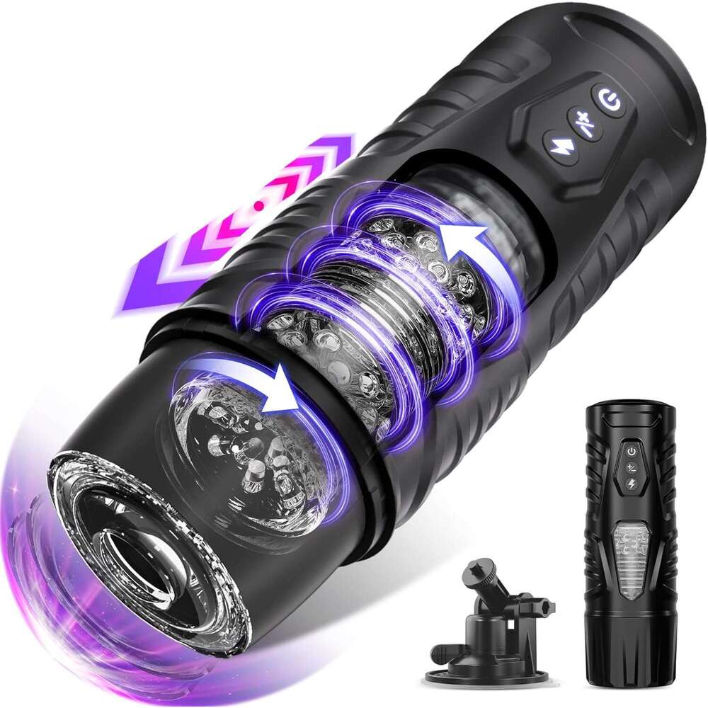 Men's Automatic Male Sex Toy - Adult Toy Male Sex Toy, 7 thrust and 7 rotation modes, hands-free pocket cat sex machine, with visual window and s