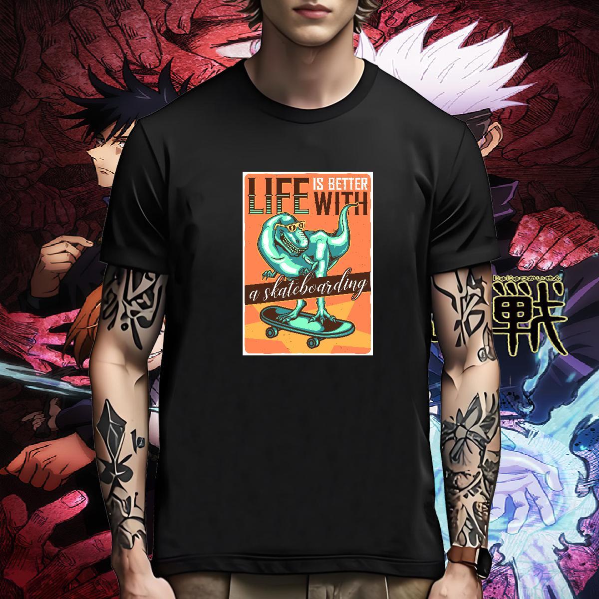 Unisex T-Shirts for Men dinosaur Breathable Crew Neck Spring Summer Plus Size Custom 100% Cotton 230g Men Clothes T-Shirt Casual New Tshirts