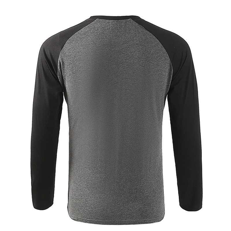 Men s Basic Fall T-shirt Long Sleeve Contrast Color O-Neck Casual Slim Fit Basic TopsM240814