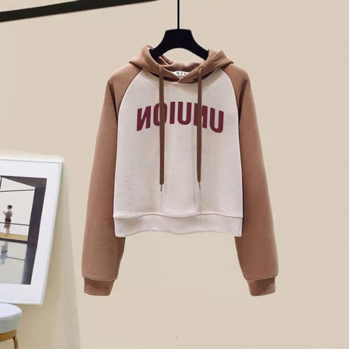 Letter print American style fashionable loose fitting shoulder contrasting hooded sweatshirt versatile top 2024 Spring and Autumn new item