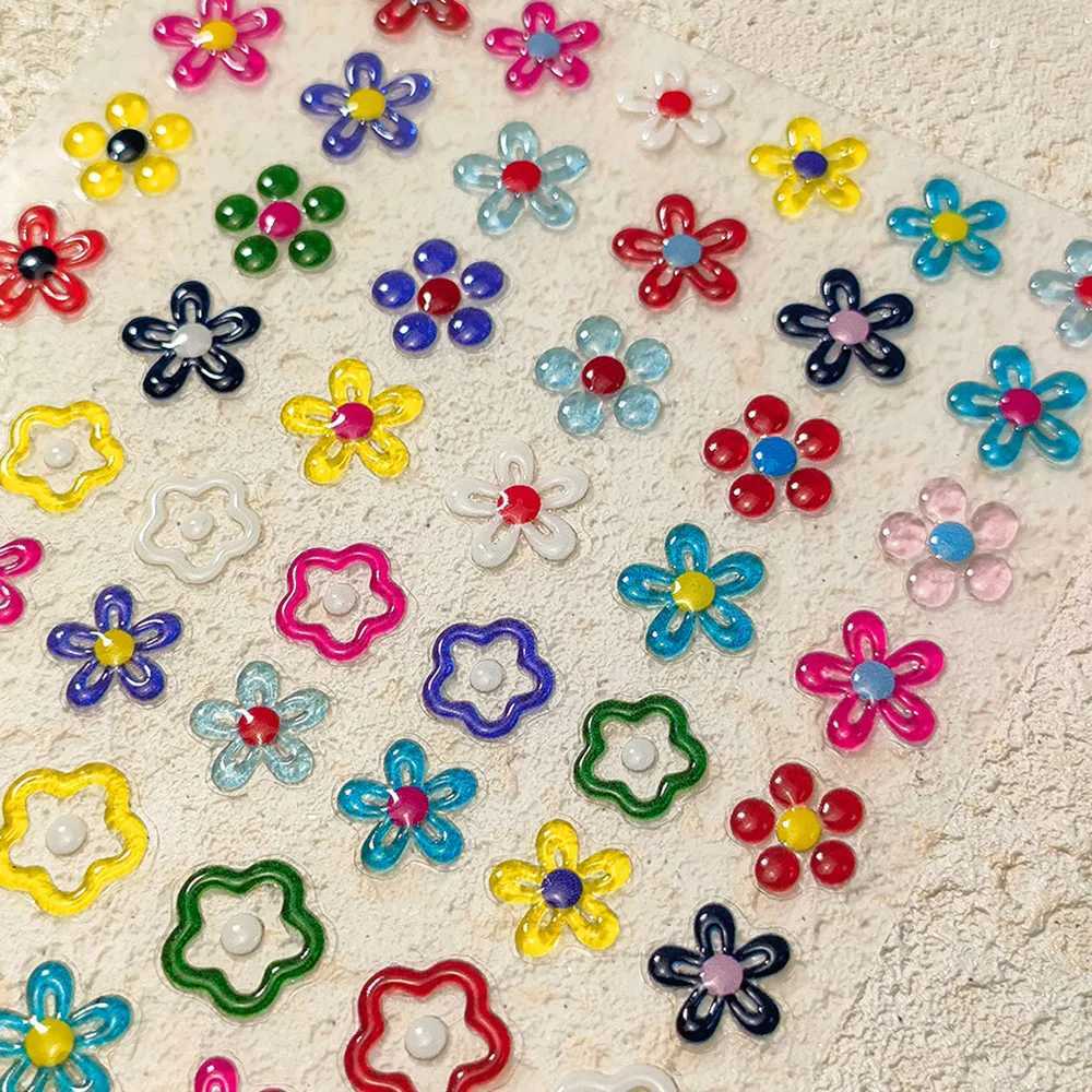 1pc 5D Stars Jelly Nail Sticker Y2K Lovely Color Jelly Self Adhesive Nail Art Sticker Decals Cute Flowers Manicure Decals DecorXJ240814