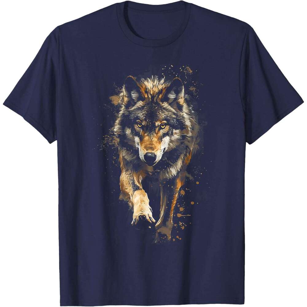 T shirt for Mens Oil Painting Of Wolf Running Gifts Funny Graphic Tees T-Shirt Shirts Tshirt Graphic Tee Casual Tops Clothes Short sleeve