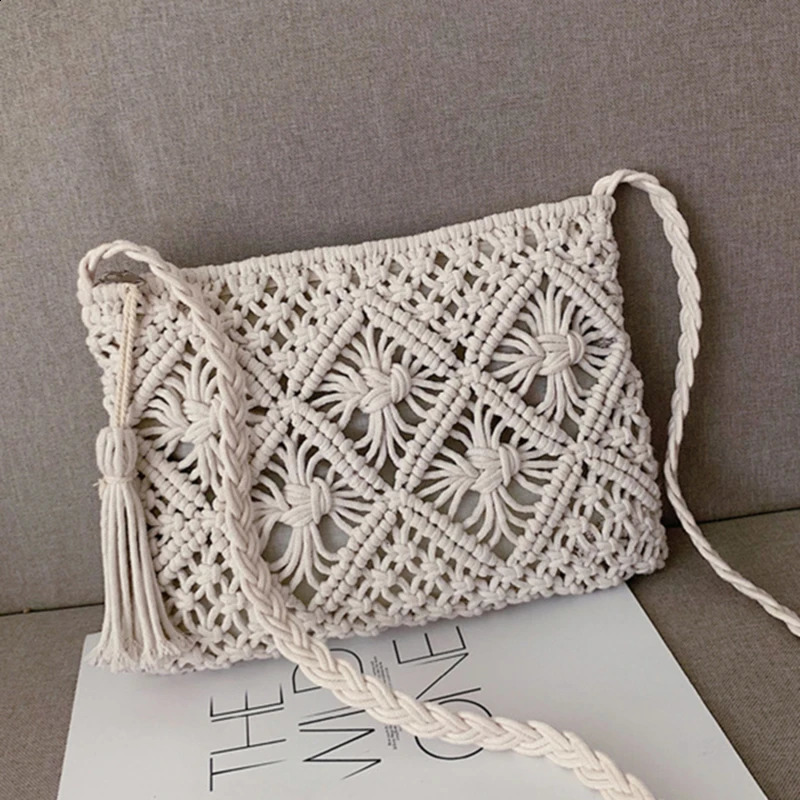 Women Woven Hollow Out Shoulder Bags Straw Summer Crossbody Beach Fashion Travel Handbag Female Multifunctional Messenger 240814