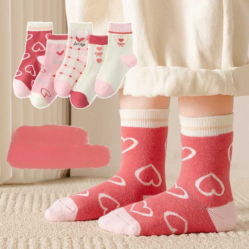 5 pairs/batch of childrens socks cute girls cute cotton outdoor travel sports socks Kaosu sportswear accessories W240814