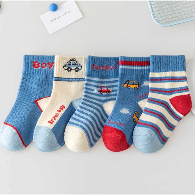 5 pairs of childrens socks cartoon spring autumn animal childrens socks girl cute boy toddler socks 1-12 years old W240814