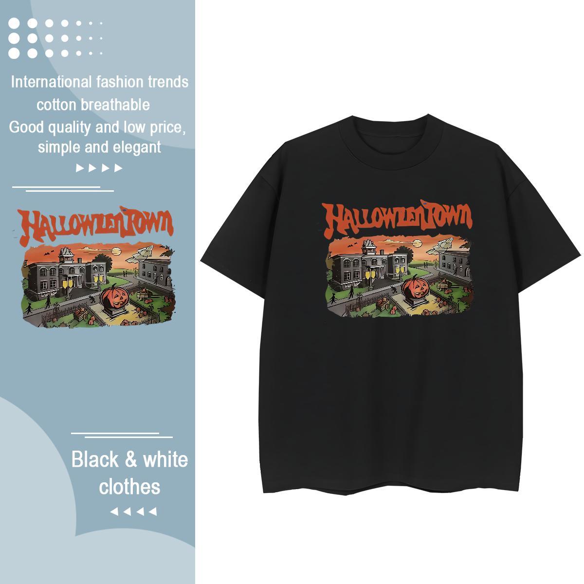 TOP Quality T-Shirts for Men halloween Breathable Casual DIY Logo Oversized 230g 100% Cotton Men Tops Tees Fashion Casual Clothes