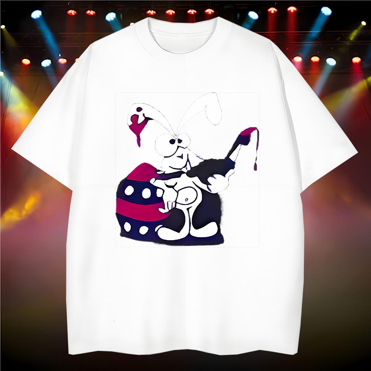 Brand T shirt rabbit Round Neck Short Sleeve Outdoor White Plus Size 230g Pure Cotton Men Clothes T-Shirt Classic Tshirts