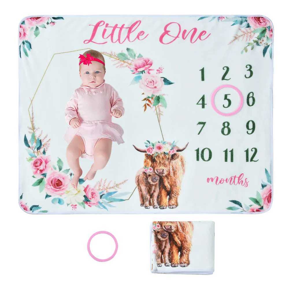 Baby Growth Photography Props Photo Blanket North American Highland Sheep Baby Milestone Blanket Flannel Throw Blanket Y240815