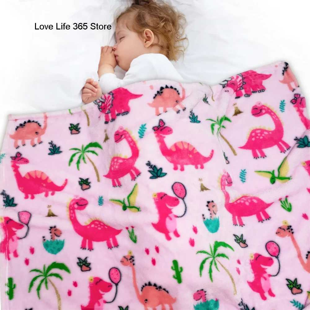 Kids Dinosaur Flannel Blanket For Children Sleep Blankets For Boys Girls Christmas Gifts Picnic Travel Bed Sofa Chair All Season Y240815