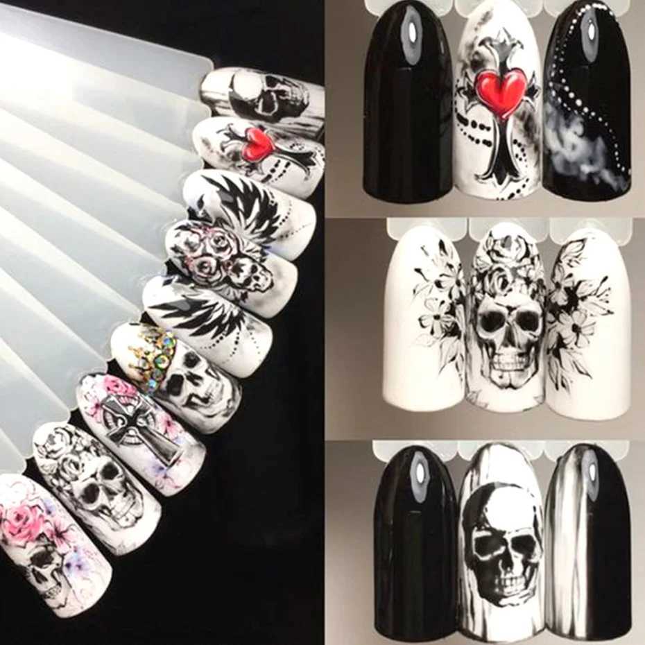 24 Pcs Halloween Nail Art Water Sticker Set Anime Skull Bone Decals Gel Polish Slider Accessories Nail Decorations LASTZ731-755XJ240814