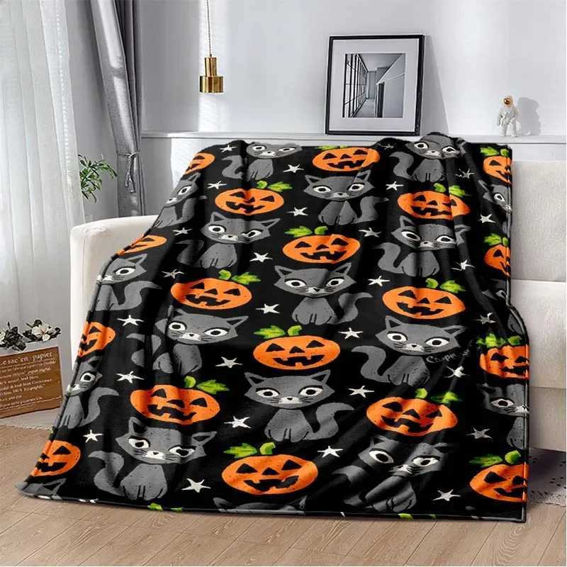 9 Cute Cat Cartoon Soft Flannel Fluffy Throw Camping Blanket for Children Sofa Throw Thin Blanket Fashion Gift Y240815