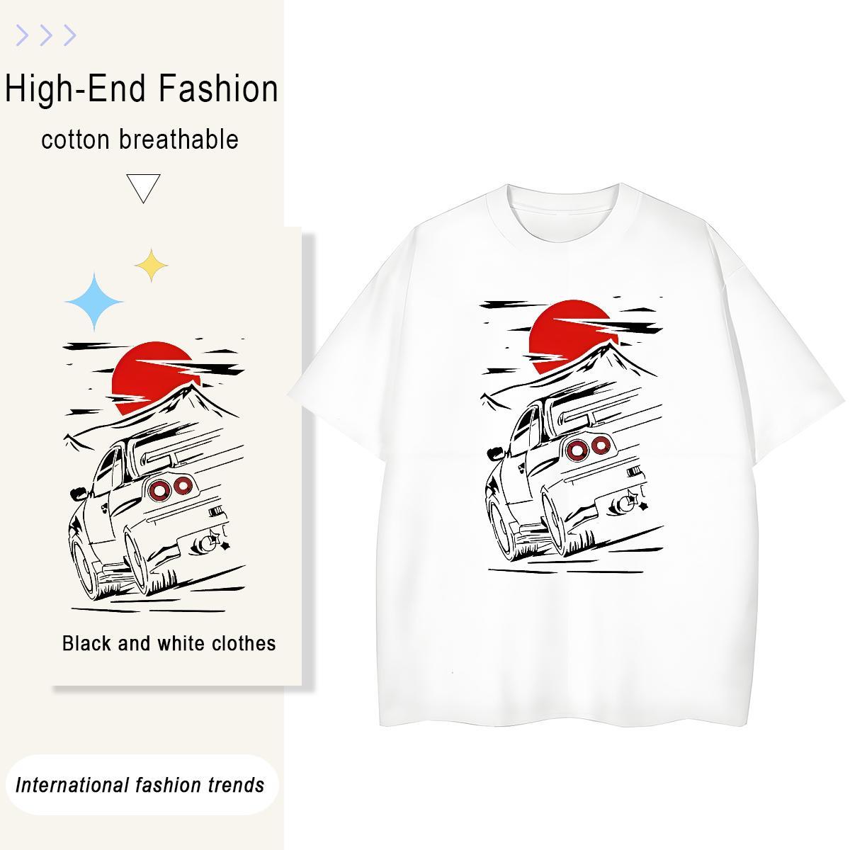 Unisex Couples T Shirts Spring Summer 100% Cotton 230g Custom Print Plus Size Pure Cotton car T Shirt For Man Fashion New Tops