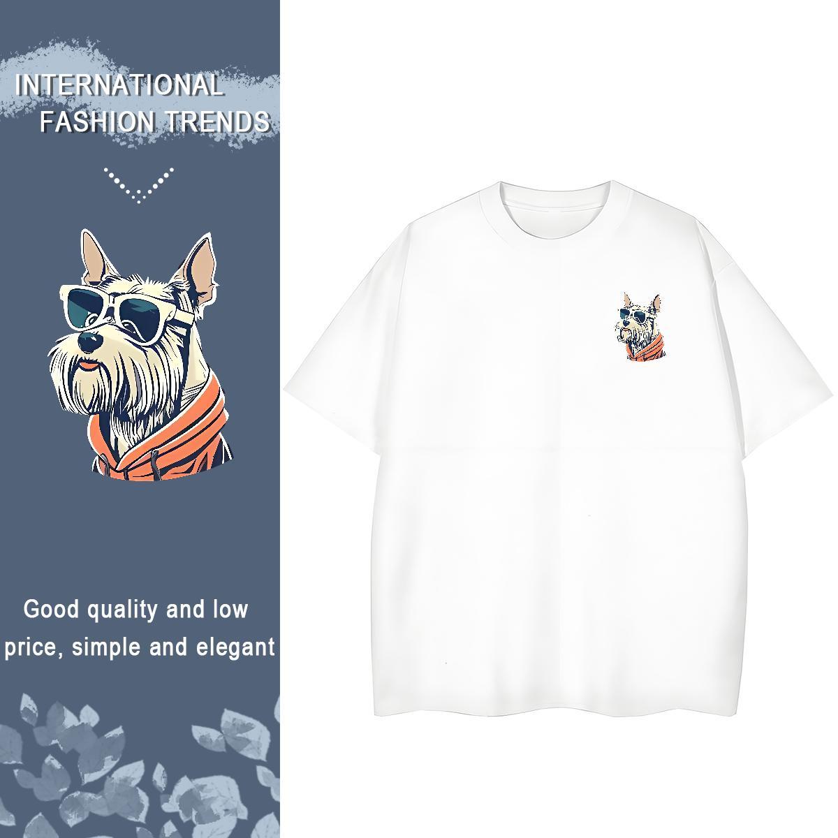 T shirt 230g Pure Cotton dog Street Wear Breathable Crew Neck Oversized 4XL Men Tops Tees 2024 Soft Clothings