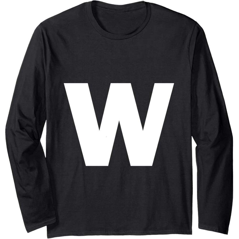 Long Sleeve Shirts for Men sweatshirt Letter W Capital Alphabet Monogram Initial Long Sleeve Tee Streetwear Casual tops clothes
