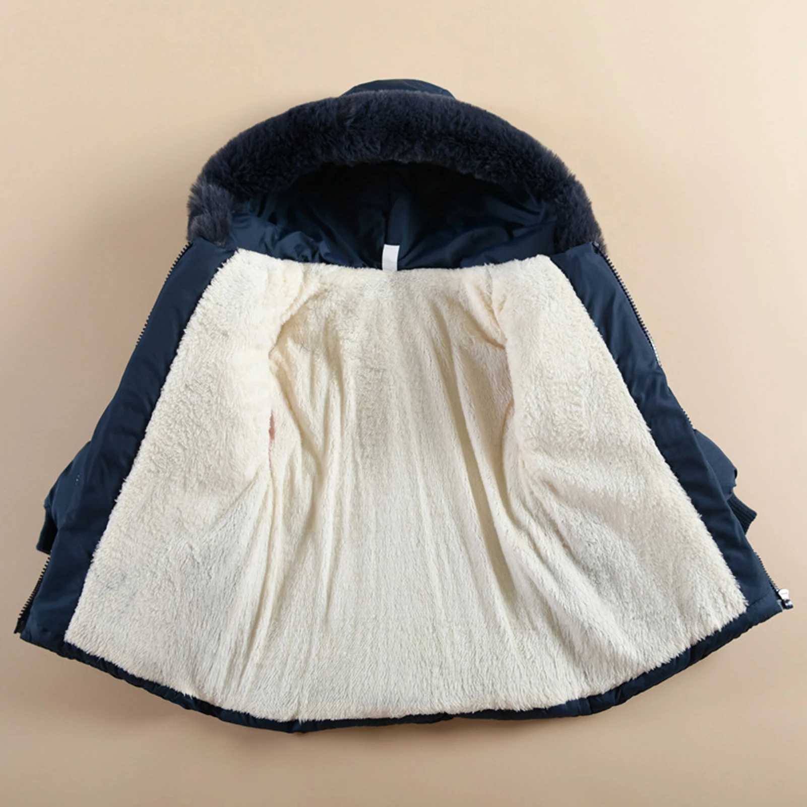 Baby down jacket thick and warm winter jacket for young children with fur hooded sweatshirt girls quilted jacket childrens inflatable jacket W240814