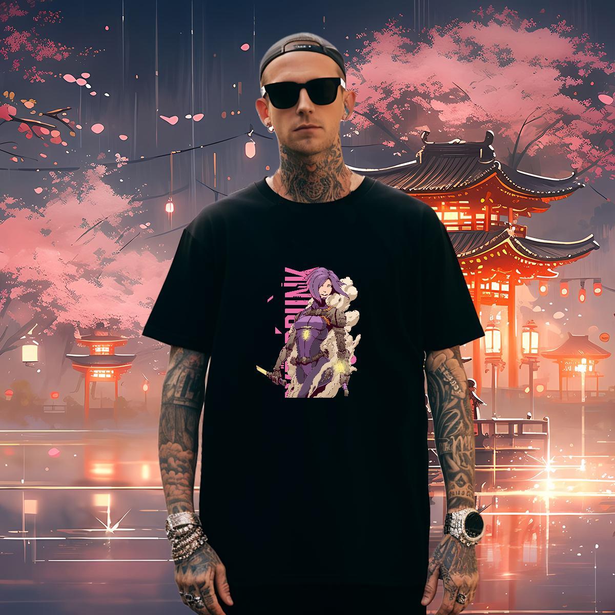 Cool Design portrait T shirt Casual Men Clothes T-Shirt 230g Cotton DIY Customized Breathable Short Sleeve Anime Tees Shirts