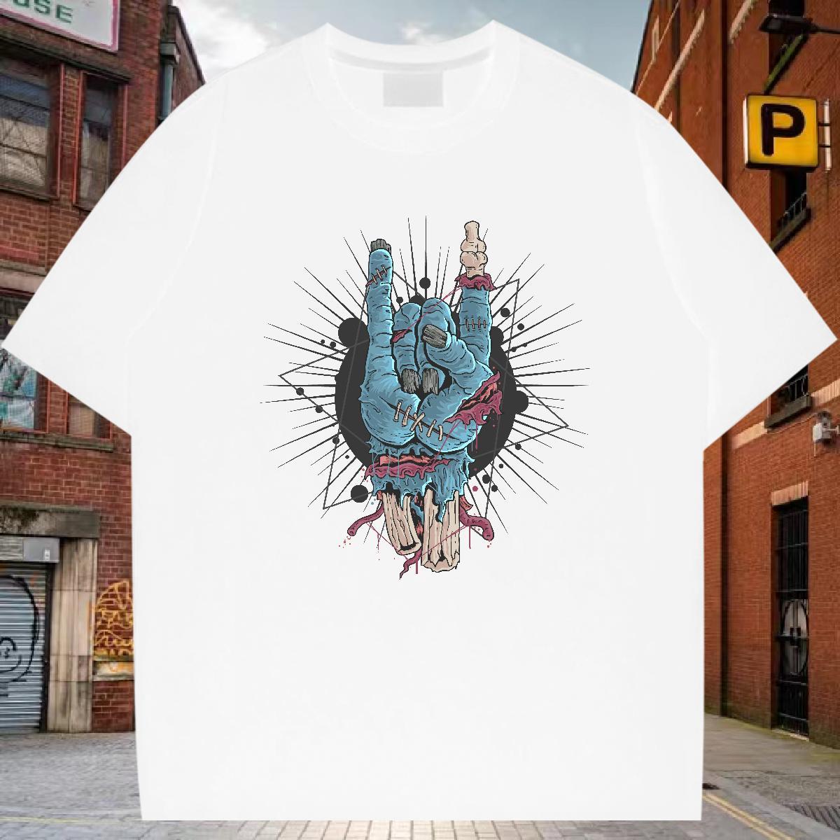 Popular Men T Shirts Halloween Breathable Crew Neck High Street Hip Hop DIY 230g 100% Cotton Men Tshirts DIY Customized Polos