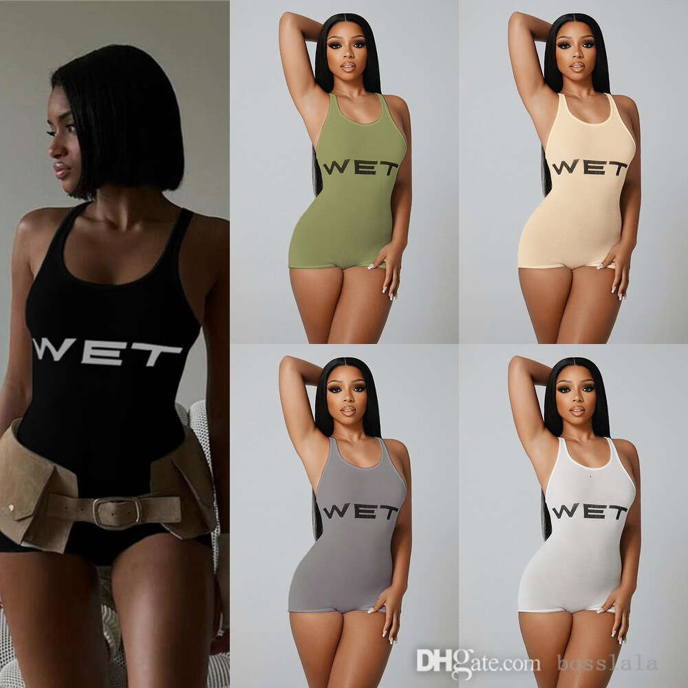 Sexy Women Jumpsuit One Piece Romper Tank Top Short Pants Womens Summer New Fashion Backless Solid Color Suspended Sports Tight Jumpsuits