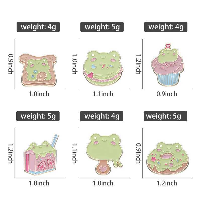Frog dessert enamel pin donut juice toast burger ice cream bread lapel metal badge animal jewelry gift W240815