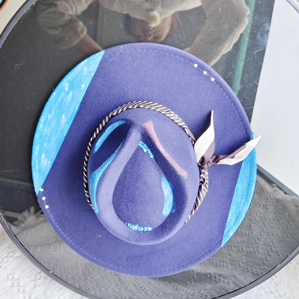 Hand Drawn Fedora Hat for Men and Women Jazz Hat Colored DIY Handmade Hat AutumnWinter Party Hat Customization 240812
