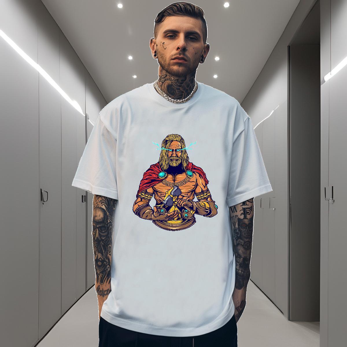 T-Shirts for Men 230g 100% Cotton portrait Street wear Hip Hop Crew Neck Custom Cartoon Mens Tshirts DIY Unisex Tops Tees