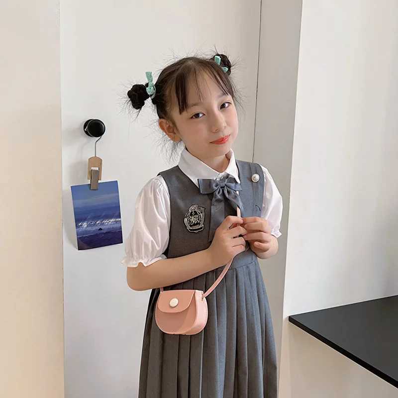 Fashionable childrens PU leather shoulder bag cute baby girl mini chain coin wallet cute princess cross body bag small wallet W240813