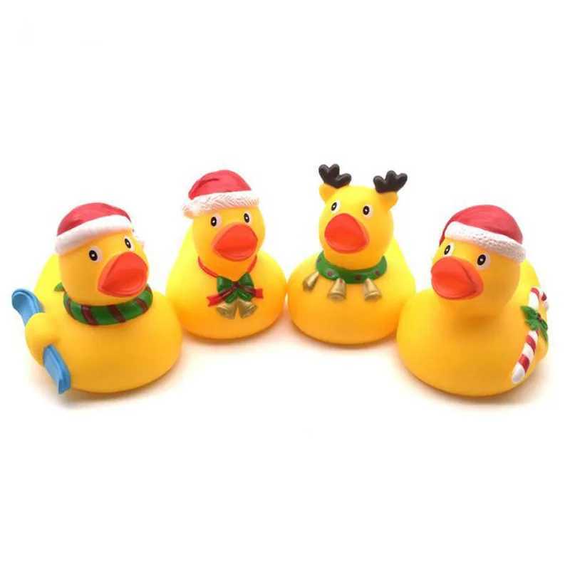 5-30PCS Kids Christmas Rubber Ducks Bath Toys Boys Girls Christmas Decor Gifts Kids Holiday Toy Gifts Cake DecorationsXJ240815