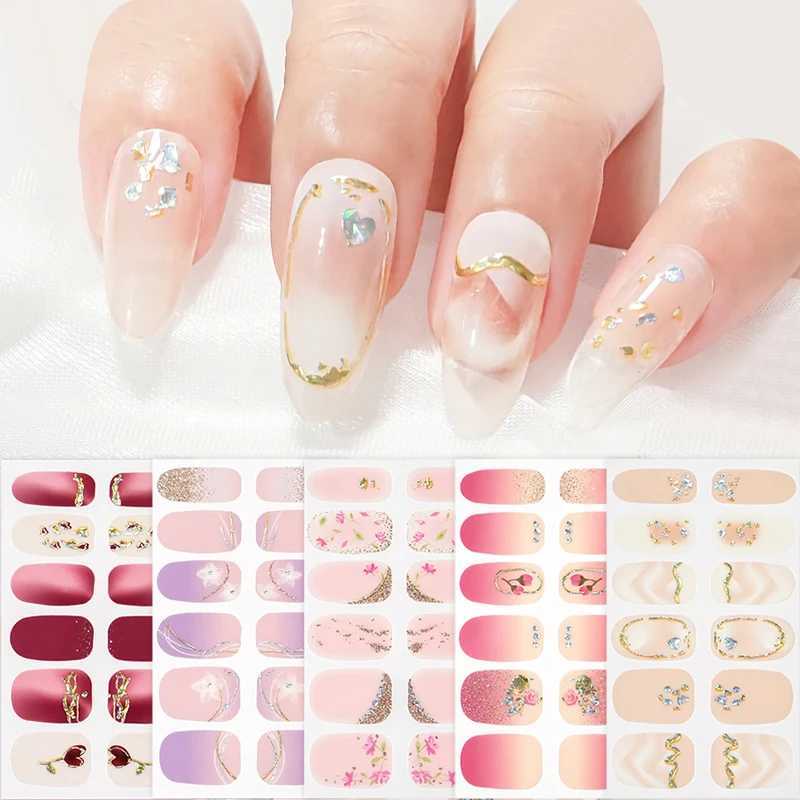 12 Tips Gel Nail Sticker Foil Glittering Nail Art Stickers Self-Adhesive Simple Gel Full Nail Wraps DIY Nail ArtXJ240814