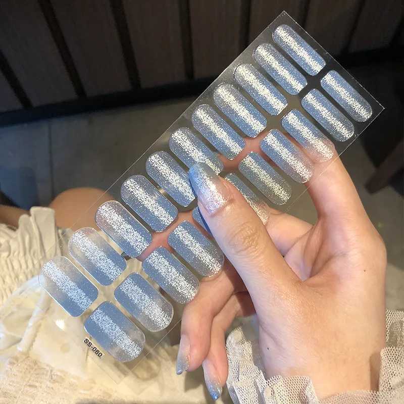 Semi Cured Gel Nails Art Stickers Fashion Solid Color Manicure Decal UV LED Lamp Need Gel Nail Decals Nail Sticker DecorationXJ2405
