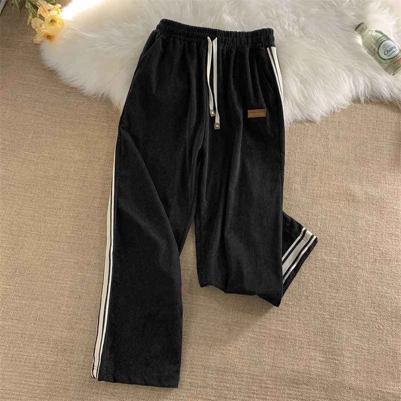 2024 new bagged striped Corduroy sports pants autumn mens casual high street harem Trouser gym Y2K retro mens underwearW240725