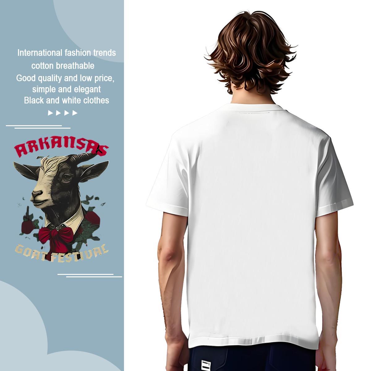 Man T Shirts 230g Pure Cotton sheep Casual Breathable Short Sleeve Cartoon Print Men Tops Tees Fashion Design TOP Quality Clothings