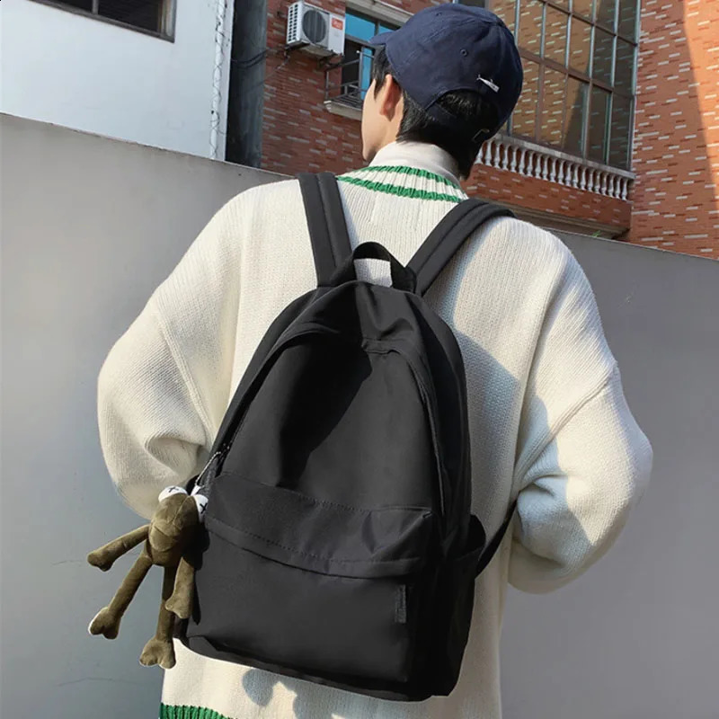 Women Backpack School Solid Waterproof Nylon Black Drop Kawaii Travel Zipper Laptop Bag Female Bookbag 240813