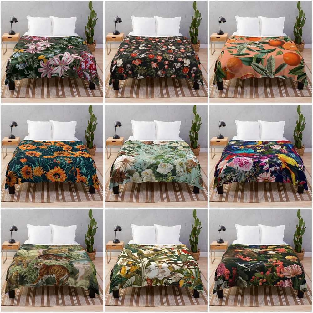 Cover blankets Sofa throw blanket coraline fleece cooling blanket custom decorative bed blankets sunflower orange flower birds Y240815