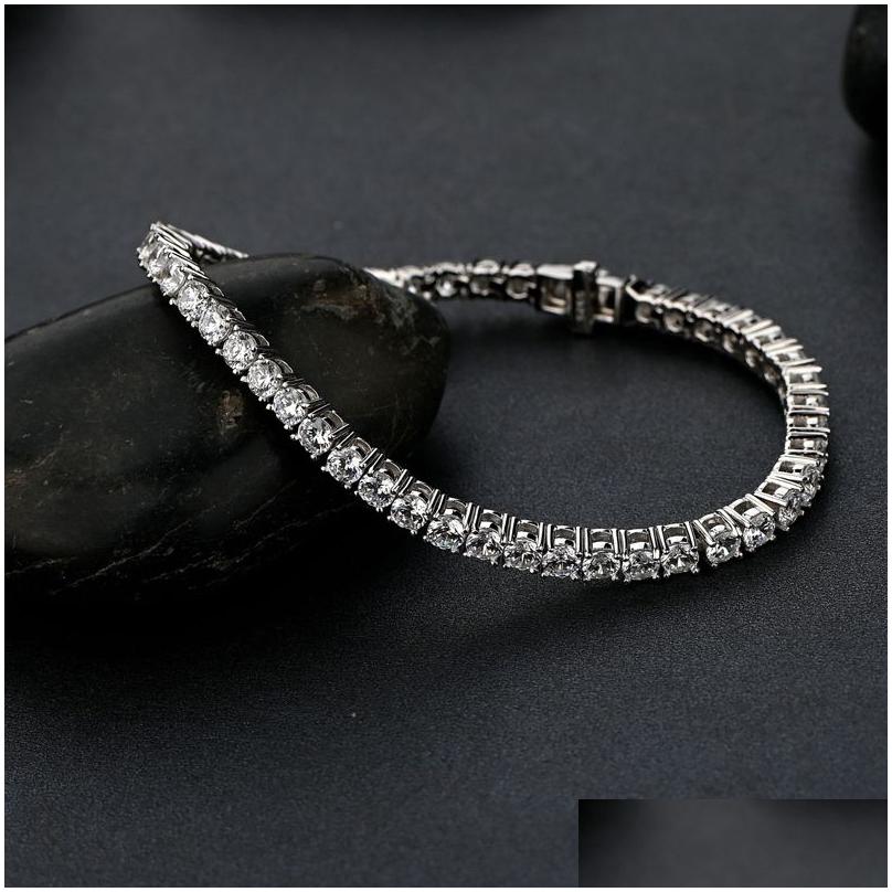 Pendant necklace Fl Moissan tennis bracelet certified 5mm luxury diamond bracelet pure silver color gold-plated men's Otp9N