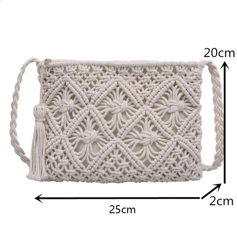 Women Woven Hollow Out Shoulder Bags Straw Summer Crossbody Beach Fashion Travel Handbag Female Multifunctional Messenger 240814