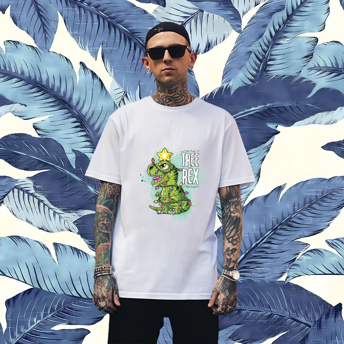 Classic T shirt dinosaur Breathable Short Sleeve Daily Wear DIY Printed 100% Cotton 230g Men Tops Tees Custom Tshirts