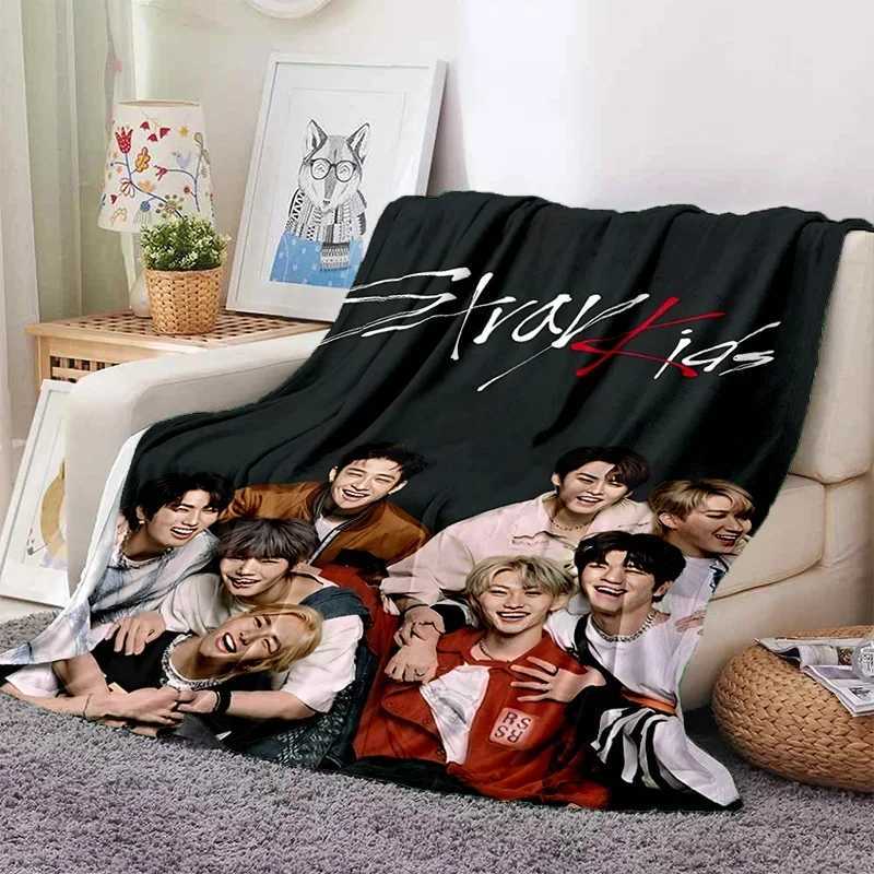 Korea Kpop Stray Kids 3D Singer Soft Flannel Blanket for Beds Bedroom Sofa PicnicThrow Blanket for Cover Outdoors Leisure Gift Y240815