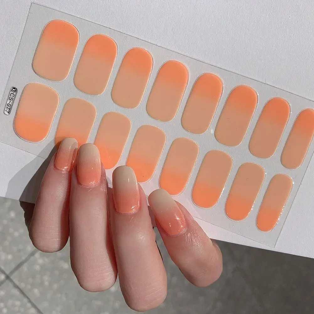 Semi-cured Gel Nail Stickers Solid Color Nail Semi-baked Decals UV Full Lamp Paste Tips Need Nail I4W6XJ240814