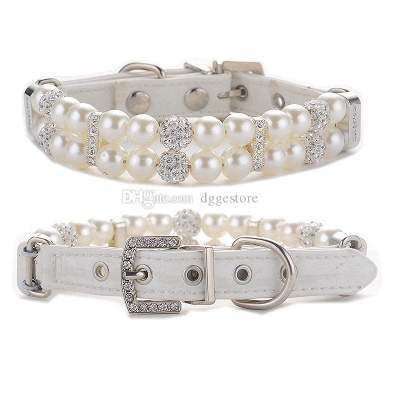 2026 New Luxury Dog Small Medium Dogs, Pearl Cat Collar PU Leather Female Necklace With Crystal Diamond Rhinestone Jewlled For Dogs Wedding