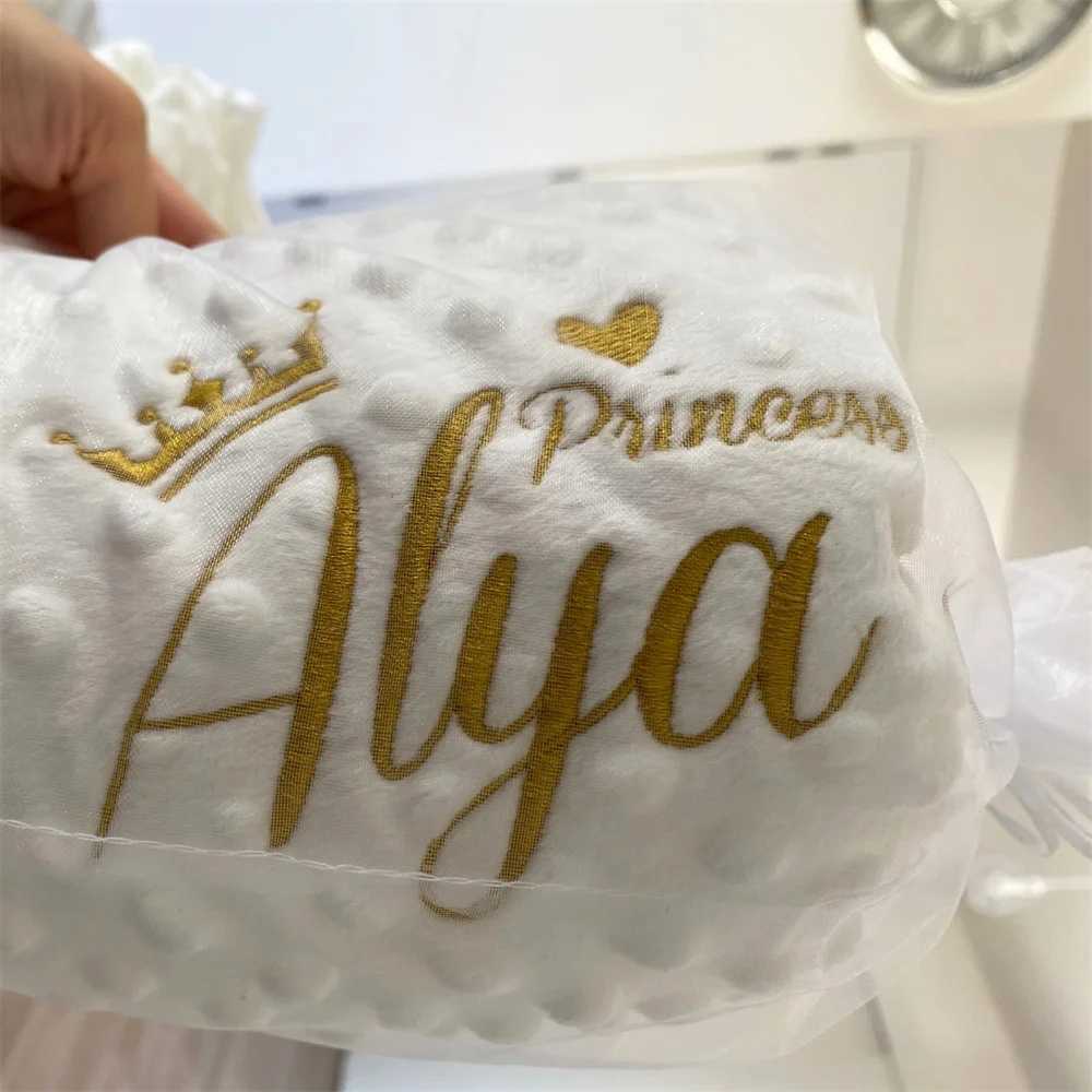 Name Personalised Bubbled Fleece Baby Blanket DIY Custom Toddler Crib Bed Stroller Swaddle For Newborn Birthday Gift Present Y240815