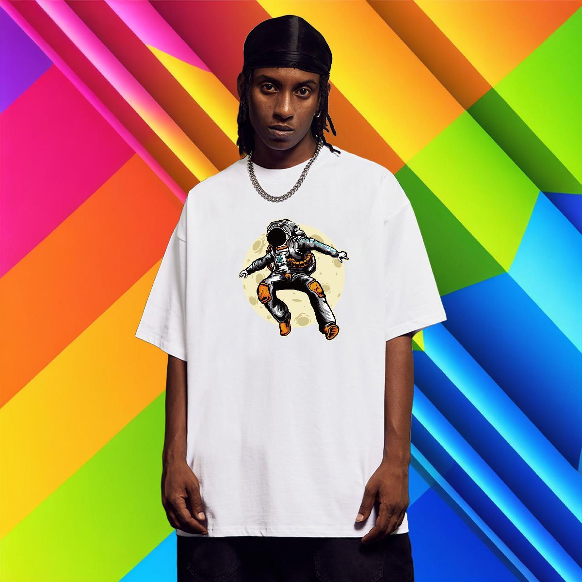 T-Shirts 100% Cotton 230g cosmonaut Hip Hop Crew Neck Plus Size Custom Men Tshirts Classic Casual Soft Clothes
