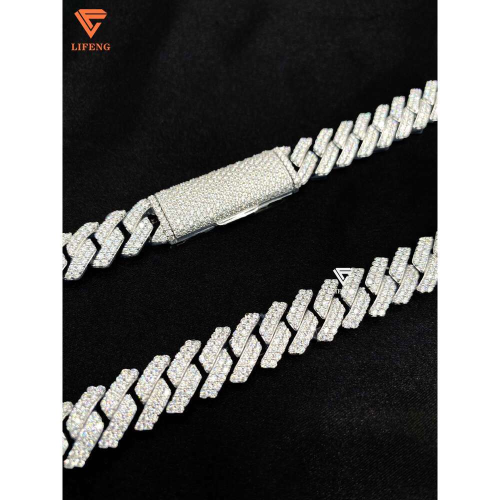 Tight Design Hip-Hop Mens 12Mm -20Mm Pure Sier VVS Moissanite Heavy Chilled Cuban Chain Necklace